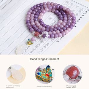 Nouveau <span class=keywords><strong>bracelet</strong></span> à la mode violet Bodhi 108 perles pour femmes avec pendentif calcédoine de glace en gros - Product Image 4