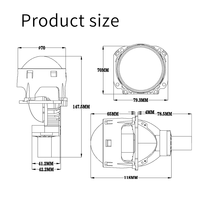 Nouvel objectif de projecteur Bi-LED P28 tricolore de 2,5 pouces, trois couleurs, objectif de projecteur Bi-LED de 3 pouces H4 H7 9006 pour voiture