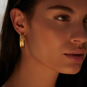 <b>Gold</b> Plated Stainless Steel <b>Hoop</b> Earrings <b>Small</b> Size For Women Fashion Jewelry - Product Image 3