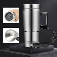 Bouilloire électrique intelligente 12V populaire et créative pour voiture, en acier inoxydable, avec chargeur de voiture, tasse de voyage chauffante