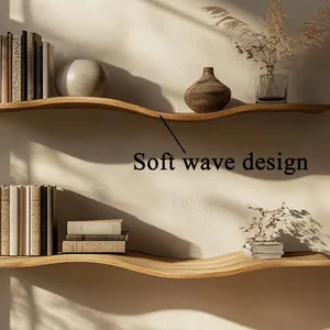 Solid Wood Home Decor Handcraft Wavy Rustic <strong>Wooden</strong> <strong>Shelf</strong> Mid Century Bookcase Wavy Floating <strong>Shelf</strong> - Product Image 2