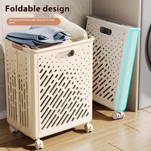 <strong>Collapsible</strong> Laundry <strong>Baskets</strong> 60L Large Capacity Laundry Hamper Bathroom Breathable Laundry <strong>Basket</strong> With Universal Wheels - Product Image 5