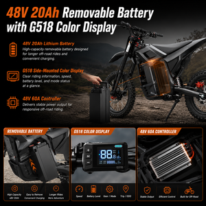 Moto tout-terrain <span class=keywords><strong>électrique</strong></span> M7-lite pour adultes, batterie amovible 48V 20Ah, moteur central 1200W, puissance maximale 2800W, <span class=keywords><strong>couple</strong></span> de 120 <span class=keywords><strong>Nm</strong></span> - Product Image 5