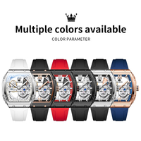 OLEVS 6779 Montre mécanique automatique lumineuse à squelette creux, étanche, en caoutchouc, de marque, avec logo personnalisé OEM, pour homme
