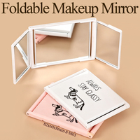 Miroir de maquillage portable pliable WEISHENG, miroir cosmétique compact personnalisé, petite boîte organisatrice de bijoux et de boucles d'oreilles avec miroir