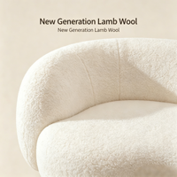Chaise Longue Moderna Curva sin Brazos en Color Crema, Mueble Decorativo de Espuma de Alta Densidad para Sala de Estar o Vestíbulo de Hotel