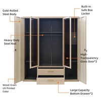 Armoire moderne en métal pour vêtements 4 portes miroir almirah armoire d'impression meubles de chambre à coucher armoire en acier