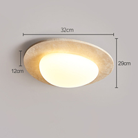 Plafonnier LED nordique Wabi-sabi, style crème, décoration de chambre à coucher, salon, pierre de travertin jaune, plastique, plafonnier Aurora Stone
