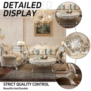 Nuevo conjunto de sofá de lujo tallado a mano de madera maciza para sala de estar de villa de estilo europeo de cuero de vaca de primera capa francés aristocrático - Product Image 2