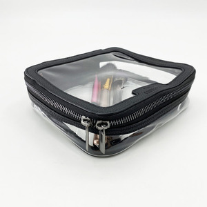 Nuovo arrivo in pelle doppia cerniera in pvc trasparente sacchetto cosmetico di bellezza di trucco di caso - Product Image 5