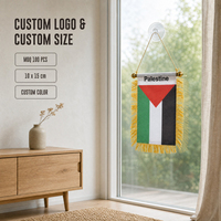 Drapeaux suspendus personnalisés en satin laminé pour décoration, drapeaux nationaux pour rétroviseurs de voiture, vente en gros