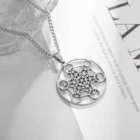 Collier Cube Archange Métatron en Acier Inoxydable Unisexe Amulette Spirituelle Bijoux Géométrie Sacrée Pendentifs de Mode Charmes