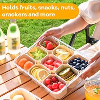 Yongli Snackbox, 6-delige serveerschaal met deksel en handvat, voedselcontainers, snoep- en fruitbakje
