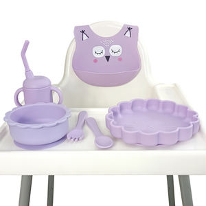 0-8 Jahre Kleinkind Silikon Geschirr Fütterung sset Baby Teller Schüssel Silikon Babero und Stroh Tasse mit Deckel Custom Logo - Product Image 1