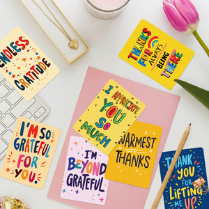 Nuevo Juego de 50 Tarjetas de Agradecimiento de Papel Recubierto con Texto en Inglés y Mensaje de Regalo Estilo Graffiti Colorido - Product Image 4
