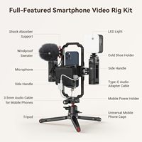   Kit vidéo universel pour iPhone, smartphone, vlogging et diffusion en direct, ensemble cage avec microphone, lumière, trépied 3384B 3406B