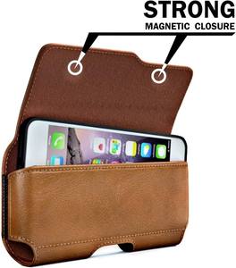 Hot Selling Plain Outdoor PU <strong>Leather</strong> Hiking <strong>Pouch</strong> Waist Position Mobile Cell Phone Belt Holder Bag for iPhone 16 Pro Max for Men - Product Image 6
