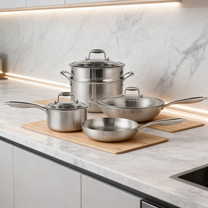 -Piece thiết lập của 304 ba lớp thép không gỉ <span class=keywords><strong>Cookware</strong></span> <span class=keywords><strong>Set</strong></span>, chất lượng cao Hot Bán <span class=keywords><strong>Set</strong></span> cấp thực phẩm vật liệu - Product Image 3