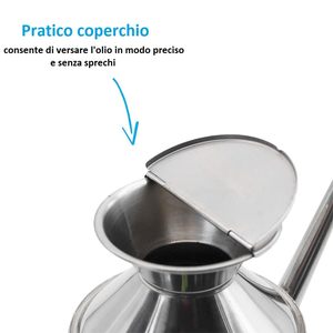 Oliera in Acciaio da 500cc con Beccuccio Antigoccia, Contenitore per Olio da Tavola - Product Image 3