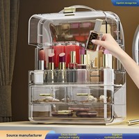 Boîte de rangement de maquillage portable transparente avec tiroirs et boîte de rangement cosmétique moderne pour rouges à lèvres, parfums, boucles d'oreilles