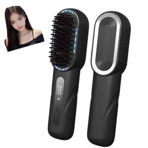 Portable Hair Straightening <b>Brush</b> Cordless USB Rechargeable 2 in 1 Wireless Hair <b>Straightener</b> <b>Brush</b> - Product Image 1