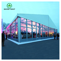 Grande Chapiteau à Grande Portée avec Parois Latérales en Verre Transparent pour Mariages, Événements, Activités de Divertissement, Conférences, Salons Professionnels