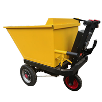 Nuevo Carro de Transporte Eléctrico para Construcción, Remolque con Contenedor Inclinable de Empuje Manual con Motor, Carretilla Eléctrica