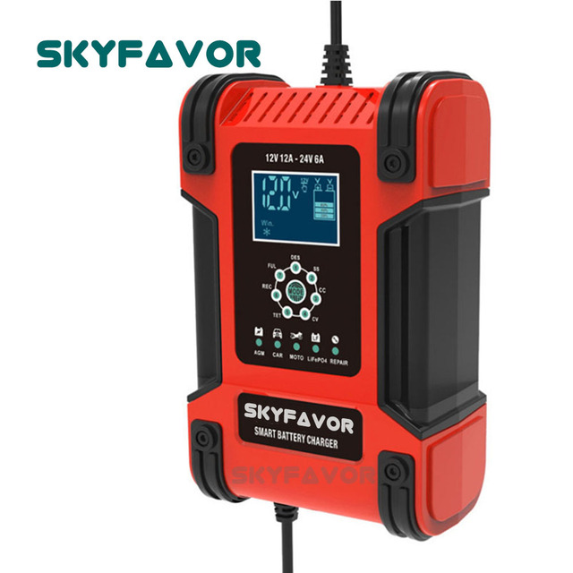 Smart Universal 12V 24V Battery Charger 12V 24V 12A Truck Motorcycle Car Battery Charger Lifepo4 GEL Lead Acid Battery Charger