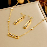 Bijoux en acier inoxydable plaqué or 18 carats avec zircone cubique, collier, bracelet et boucles d'oreilles géométriques, bijoux minimalistes tendance pour femmes