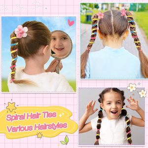 Spiral Hair Ties for Kids, Colorful Telephone Wire Hair Bands Elastic <strong>Braided</strong> Telephone Cord Hair <strong>Accessories</strong> for Little Girls - Product Image 4