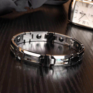 Bracelet chaîne pour homme en acier tungstène géométrique tendance, avec coque et anneau d'anniversaire thème fond marin, certifié par une tierce partie HAPPY DAY - Product Image 1
