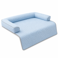 Protège-lit pour animaux de compagnie rafraîchissant pour l'été, en lin, avec éponge haute densité, portable, doux, avec rabat de protection étendu, antidérapant, lavable, vente en gros OEM
