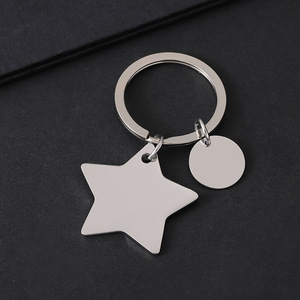 Direct Sale <b>Custom</b> Fashion Star Blank Stainless Steel <b>Keychains</b> with Small Heart Piece Hard-Wearing - Product Image 3