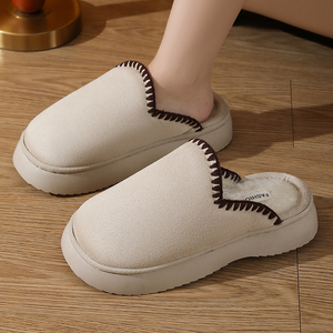 Korean Custom Indoor/<b>Outdoor</b> Summer & Winter for Slippers Comfortable Anti-Slip Sole Closed Toe Plush Cotton Lining OME Supplier - Product Image 4