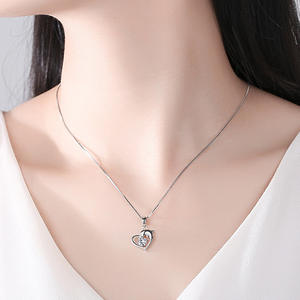 D336 luxe Ocane 925 argent Sterling bleu coeur CZ dauphin coeur collier pendentif femmes bijoux fins breloque (à l'exclusion de la chaîne) - Product Image 4