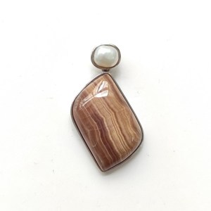 Pendentif en argent 925 avec rhodonite et perle - Product Image 1