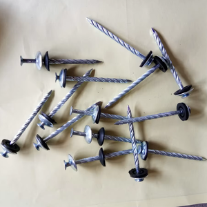 Clavos para Techo de Hierro al por Mayor de 2'', 2.5'' y 3'' con Vástago Retorcido, Galvanizados y con Arandela de Goma, Diseño de Cabeza de Paraguas - Product Image 1