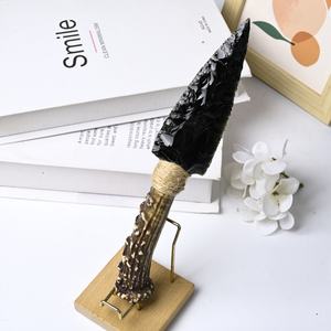 كريتال طبيعي أسود سبج نحت يدوي يدوي بالجملة شفاء كريستال حرفة ديكور منزلي - Product Image 2