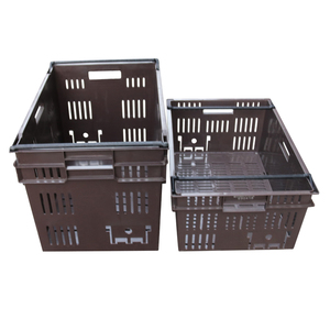 Caja <span class=keywords><strong>de</strong></span> transporte perforada <span class=keywords><strong>de</strong></span> plástico con barras oscilantes, caja <span class=keywords><strong>de</strong></span> almacenamiento con brazo apilable y estable - Product Image 2