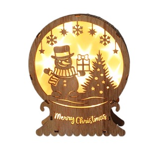 DAMAI <b>LED</b> <b>Light</b> up Christmas Wooden Ornaments <b>Tree</b> Santa Snowman Luminous Christmas Ornaments Table Wood Christmas Decorations - Product Image 4