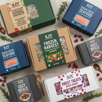 XJY, embalaje personalizado, envoltura alrededor de cartón, papel artesanal, cajas de correo de alimentos congelados esmerilados de PVC con funda