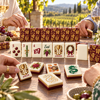 Jeu de tuiles de Mahjong américain avec motif Vigne et Raisin, en acrylique, sac de transport inclus, idéal pour cadeau de vin, vente au détail et personnalisation de marque