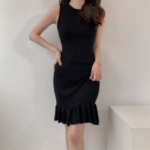 <span class=keywords><strong>Vestidos</strong></span> de Suéter Lisos Vestido de <span class=keywords><strong>Tubo</strong></span> Elegante Vestido Midi de Corte Ajustado - Product Image 2