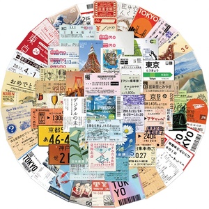 Pegatinas de Papel Estilo Boleto de Tokio Retro Vintage, Pegatinas Decorativas Autoadhesivas para Diario y Scrapbooking - Product Image 2