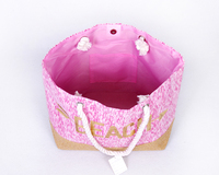 Sac de plage en paille papier à paillettes pour femmes, fourre-tout de plage, en jute, nouveau design, vente en gros,