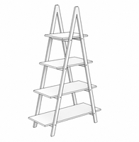 Estantes de almacenamiento de escalera triangular japonesa, estanterías para sala de estar, soporte de estantería de madera de cinco niveles tipo clásico de pie