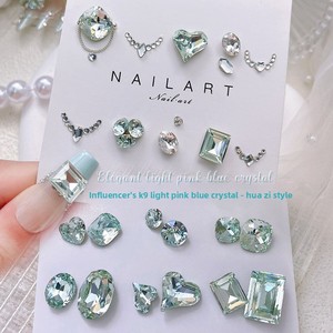 Strass en cristal K9 pour nail art, rose clair et <span class=keywords><strong>bleu</strong></span>, forme irrégulière multi-facettes, à pointe acérée, forme carrée épaisse, cœur asymétrique, style Ins - Product Image 2