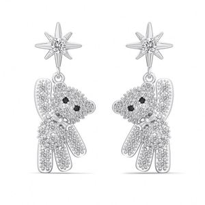 Aretes Pequeños de Plata de Ley 925 con Circonita Cúbica 5A en Forma de Oso Hexagonal, Joyería Linda y Encantadora de Dylam para Mujer, Señorita y Niña - Product Image 1