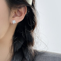 Romantische S925 Silber Blumen Zirkon Ohrstecker 925 Sterling Silber Blütencluster Ohrringe