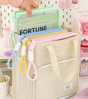 Sac de fichier de bonbons Morandi de grande valeur de vente chaude, sac de livre portable A4, sac de rangement en papier de style fermeture éclair, sac spécifique à l'examen